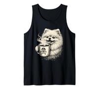 Pomeranian Dog Coffee Skull Bones Morning Brew Graphic Tank Top