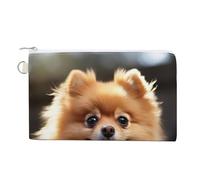 Pomeranian Dog Coin Purses with Zipper, Personalized Zero Wallet for Shopping, Small Makeup Pouches Bag for Travel, Card Organizer Case, Portable Canvas Change Purses