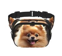 Pomeranian Dog Fanny Pack For Women Waterproof Adjustable Belt Bags Waist Pack Fashion Casual Crossbody Bags Bum Bag For Running Workout Hiking Traveling, Black, One Size