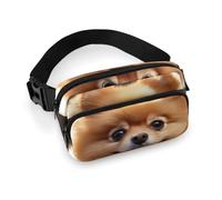Pomeranian Dog Fanny Packs with Zipper, Personalized Waist Bags with Multiple Pockets, Adjustable Sling Bag for Travel, Waterproof Belt Bag, Crossbody Bags