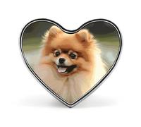 Pomeranian Dog Heart Shape Lapel Pin Personalized Pinback Button Badges Retro Punk Button Pin Kawaii Heart Badges for Men Women Clothes Bags Hats & Gift