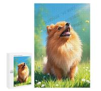 Pomeranian Dog in the Garden 1000 Piece Jigsaw Puzzle - Fun Puzzle for Families and Pet Lovers, Charming Dog Portrait, Finished Size 30 x 20 Inches