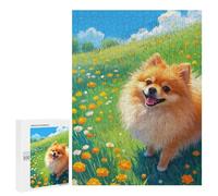 Pomeranian Dog in the Garden 500 Piece Jigsaw Puzzle - Perfect Puzzle for Pet and Nature Enthusiasts, Charming Dog Portrait, Finished Size 21 x 15 Inches