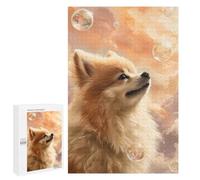 Pomeranian Dog Looking at Bubbles in Sky Jigsaw Puzzle for Adults And Families, 1000 PCS, A Creative Way to Unwind after A Busy Day, for Indoor Play