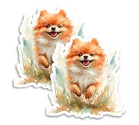 Pomeranian Dog Magnet 4 inch 2 Pack Vinyl for Fun Cute Souvenir Gift Refrigerator Fridge Dishwasher ID44999