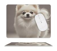 Pomeranian Dog Mouse Pad for Office, Leather Mouse Mat with Non-Slip Base, Waterproof Desk Pad Protector for Home, Personalized Mouses Mat for Travel, Outdoor, 10" X 8"