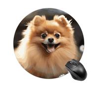 Pomeranian Dog Mouse Pad Round Laptop Mouse Mat Cute Computer Mousepad Keyboard Pad Non-Slip Desk Pads for Gaming Office Work Home