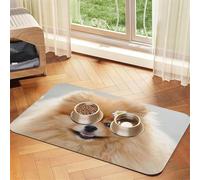 Pomeranian dog Patterned Pet Feeding Mat with Water-Absorbing PU Top & Rubber Base - Anti-Slip Dog Cat Food Mat for Cats, Dogs & Pets, 40x60cm