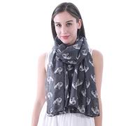 Pomeranian Dog Print Women's Scarf Shawl Wrap Lightweight (Dark Grey)