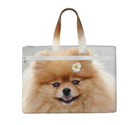 Pomeranian Dog Printed Document Bag Teacher Canvas File Tote Bag Pouch for Work, Casual Handbag for Office School Travel Beach