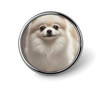 Pomeranian Dog Round Badge Cute Enamel Lapel Pin Brooches Button Pin Personalized Clothing Decoration Unisex Badge Holder Hats Bags Shirts Decor