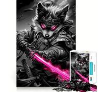 Pomeranian Dog Samurai with Pink Sword 1000 Piece Jigsaw Puzzle for Adults Smart Reason Toy Home Enjoy Sharp Edge Santa Wish Item (50x75cm)