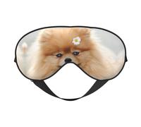 Pomeranian Dog Sleep Eye Mask Smooth Soft Adjustable Shading Blindfold Eye Mask for Rest Travel