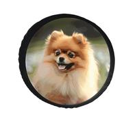 Pomeranian Dog Spare Tire Cover PVC Leather Spare Wheel Cover Dustproof Waterproof Jeep Tire Cover for 34inch Camper, RV Trailer, Truck, SUV Fit Diameter 28-34 Inch