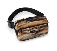 Pomeranian Dog Wearing Glasses Fanny Pack Belt Bag with Adjustable Strap Fashion Waist Bag for Outdoor Sports Hiking, white, 20x13cm, Full Printed Waist Bag