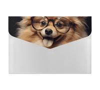 Pomeranian Dog Wearing Glasses File Organizer for Office,6 Pockets Expanding File Folder, Portable Accordion Folders for Desktop, Waterproof Paper Bill Receipt Organizer for Business