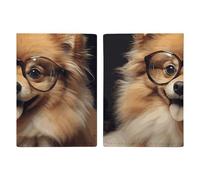 Pomeranian Dog Wearing Glasses Leather Passport Holder Handmade Passport Cover with Card And Ticket Slot Easy Access Passport Case Passport Wallet Passport Holder for Women And Men, style, 20.3x13.8cm