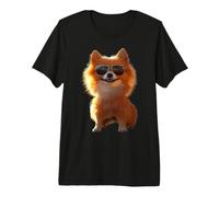 Pomeranian Dog with Sunglasses Pom Cute German Dwarf Spitz Premium T-Shirt