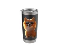 Pomeranian Dog with Sunglasses Pom Cute German Dwarf Spitz Stainless Steel Insulated Tumbler