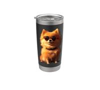 Pomeranian Dog with Sunglasses Pom Cute German Dwarf Spitz Stainless Steel Insulated Tumbler