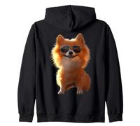 Pomeranian Dog with Sunglasses Pom Cute German Dwarf Spitz Zip Hoodie