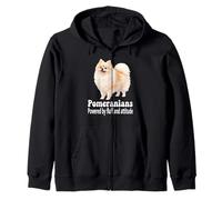 Pomeranian Dogs Powered by Fluff and Attitude Design Zip Hoodie