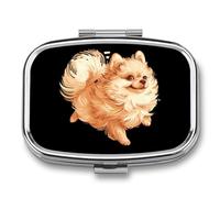 Pomeranian Erman Spitz Dog Travel Pill Organizer 2 Compartments Pill Case Pill Box Containers for Purse Pocket