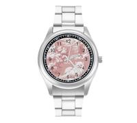 Pomeranian French Dog Pattern Men's Simple Watch with Stainless Strap Fashion Easy Reader Wristwatch Gifts for Men