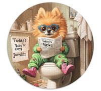Pomeranian Go Toilet 1000-Piece Jigsaw Puzzle Round Jigsaw Puzzle 1000 Pieces Erfect for Home Decor, Birthdays, Holidays, And Gifts 67.5x67.5cm