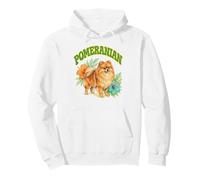 Pomeranian Groovy Floral Watercolor Pomeranian Dog Lover Pullover Hoodie