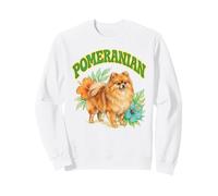 Pomeranian Groovy Floral Watercolor Pomeranian Dog Lover Sweatshirt