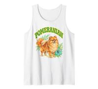 Pomeranian Groovy Floral Watercolor Pomeranian Dog Lover Tank Top