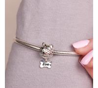 Pomeranian Head Silver Charm Bead - Personalised