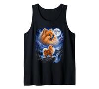 Pomeranian Howling at the Moon 90s Fantasy Art Tank Top