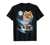 Pomeranian Howling to the Moon Retro 90's Dog T-Shirt