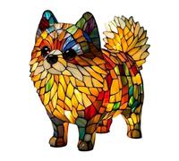 Pomeranian Lamp, Dog Series Art Night Light, Handcrafted Stained Resin Pomeranian Tabletop Night Light, Colorful Pet Dogs Themed LED Table Lamps, Vintage Animal Home Decor Gift for Man Women