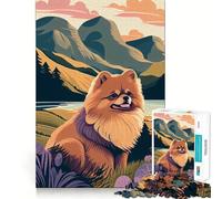 Pomeranian Nature Pom Pom 1000 Piece Jigsaw Puzzles for Teenagers Jigsaw Think Game Calm Mind Quality Edge (38x26cm)