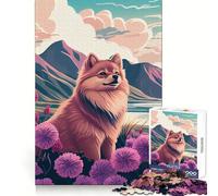 Pomeranian Nature Pom Pom Jigsaw Puzzles 1000 Pieces for Adults Logic Sense Toy Leisure Time Smooth Edge Seasonal Gift (38x26cm)