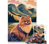 Pomeranian Nature Pom Pom Jigsaw Puzzles for Teenagers 1000 Pieces Wise Think Toy Leisure Fun Clear Cut Wall Art Decor (38x52cm)