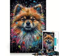 Pomeranian Painting 1000 Piece Jigsaw Puzzles for Adults Mind Skill Toy Casual Relax Design Assembly Art Collection Piece (38x26cm)