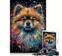 Pomeranian Painting 1000 Pieces Jigsaw Puzzles for Teenagers Improve Memory Mental Relax Sharp Edge Creative Gift (38x52cm)