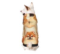 Pomeranian Pattern Printed Dog Hoodie Soft Dog Sweatshirt Cute Cat Dog Clothes for Small Dogs Kitten Puppy, M