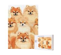 Pomeranian Pattern Printed Jigsaw Puzzle with Storage Box, Wooden Puzzle for Adults and Kids, 300 Pieces Family Fun Decorative Game, 28x40 CM