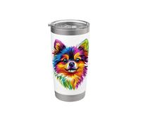 Pomeranian Popart Rainbow Colored Pom German Dwarf Spitz Stainless Steel Insulated Tumbler