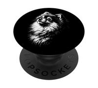 Pomeranian Portrait Black and White Dog Lover PopSockets Adhesive PopGrip