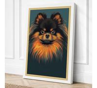 Pomeranian Portrait Modern Canvas Wall Art Print 18x12 Inch (46 x 30 cm)