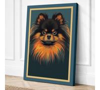 Pomeranian Portrait Modern Canvas Wall Art Print 24x16 Inch (61 x 41 cm)