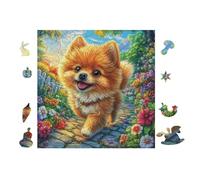 Pomeranian Puppy 100-piece Jigsaw Puzzle Bundle Family Puzzle Lovers Brain Training Mindful Activity Spring Rigid Cardboard 28x28cm