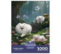 Pomeranian Puppy 1000 Pieces Portable Jigsaw Puzzle Age 3+ Cool Collage Effect, Home Decoration, Educational, Challenging 70x50cm/1000pcs