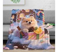 Pomeranian Puppy Blanket for Sofa Bedroom Living Room 100x130cm